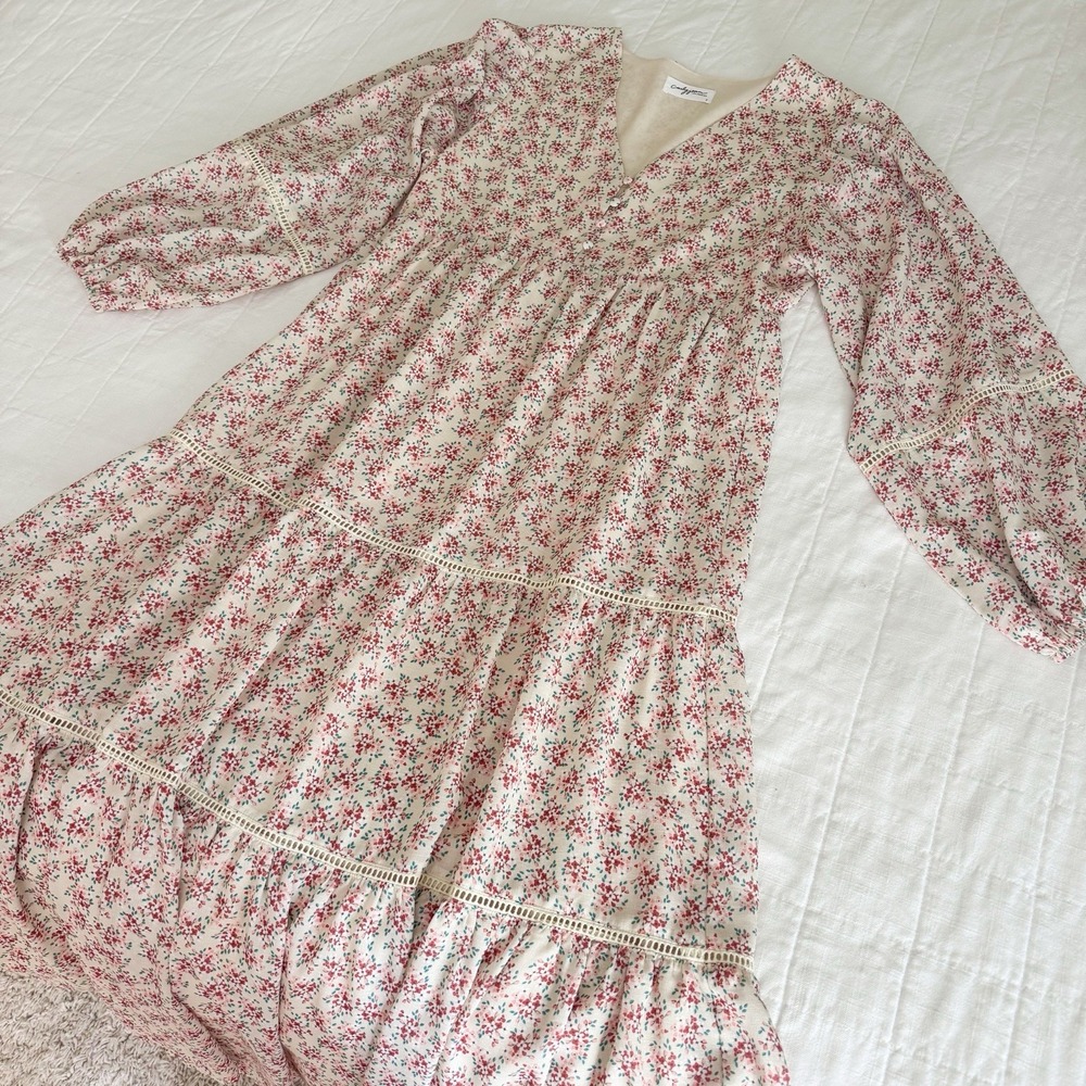 Carly Jean Floral Maxi Dress Long Sleeve SMALL Lined Boho CJLA Worn Once